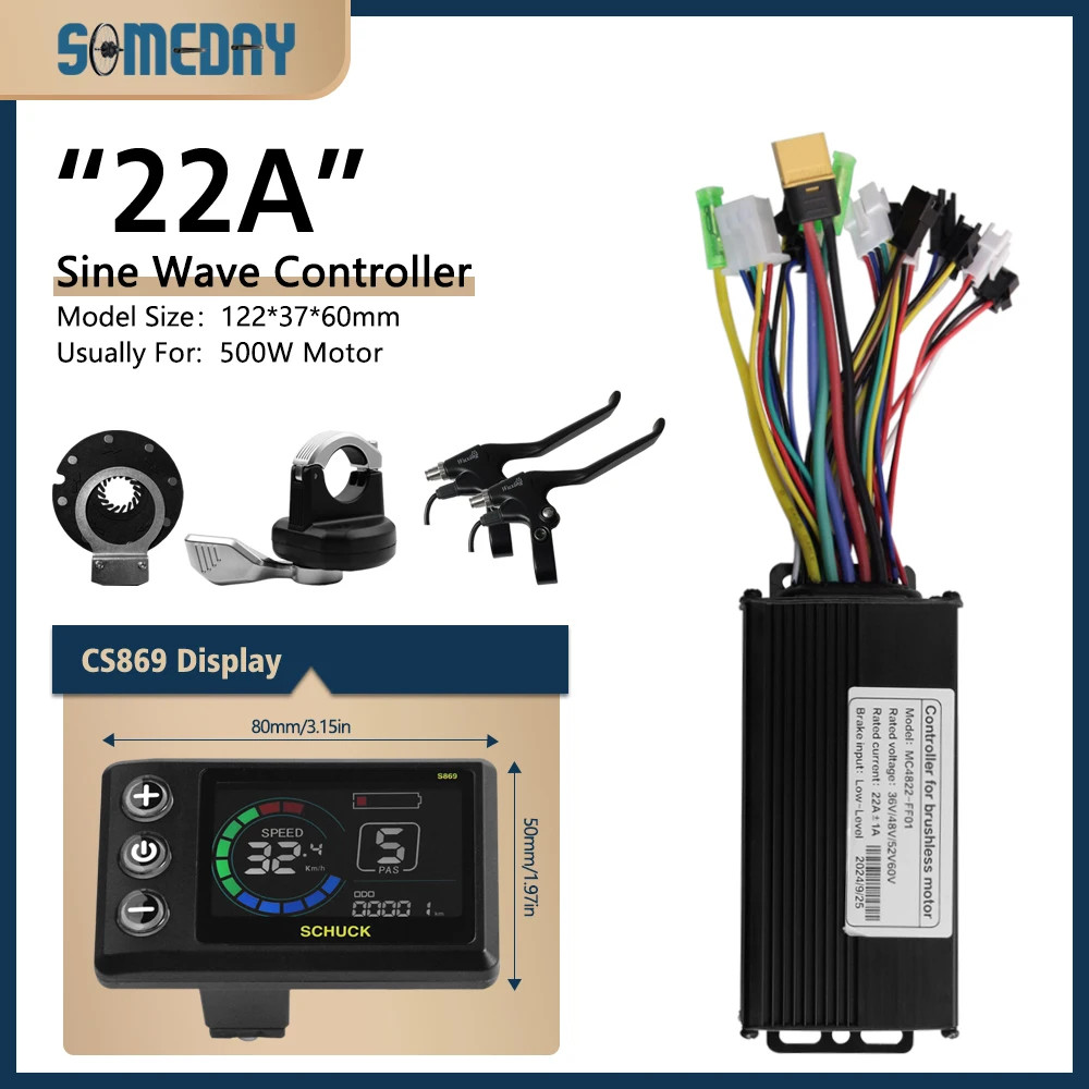 22A E-Bike 3 Mode Sinewaves Controller Brushless with Display 36V/48V/52V/60V