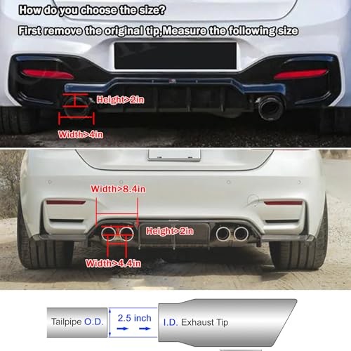 Stainless Steel Bolt-On Exhaust Tip 2.5″ Inlet 4″ Outlet 6.5″ Overall Length
