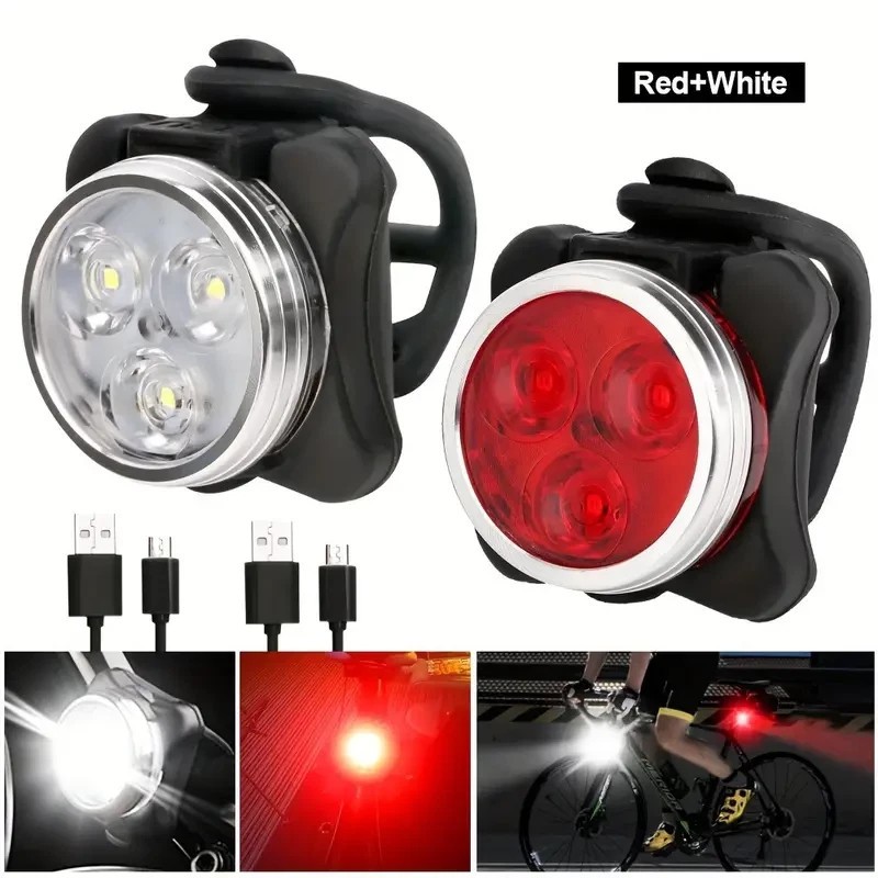USB Rechargeable LED MTB Bicycle Light Racing Bike Front Headlight Rear Lamp