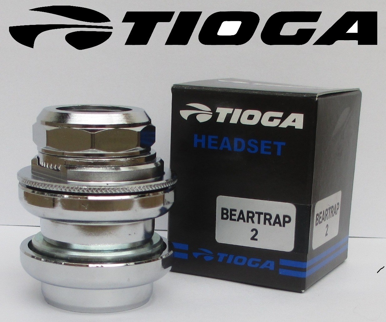 Tioga Bear Trap 2 headset for a 1″ threaded fork – 32.7×26.4 Chrome Plated – NEW