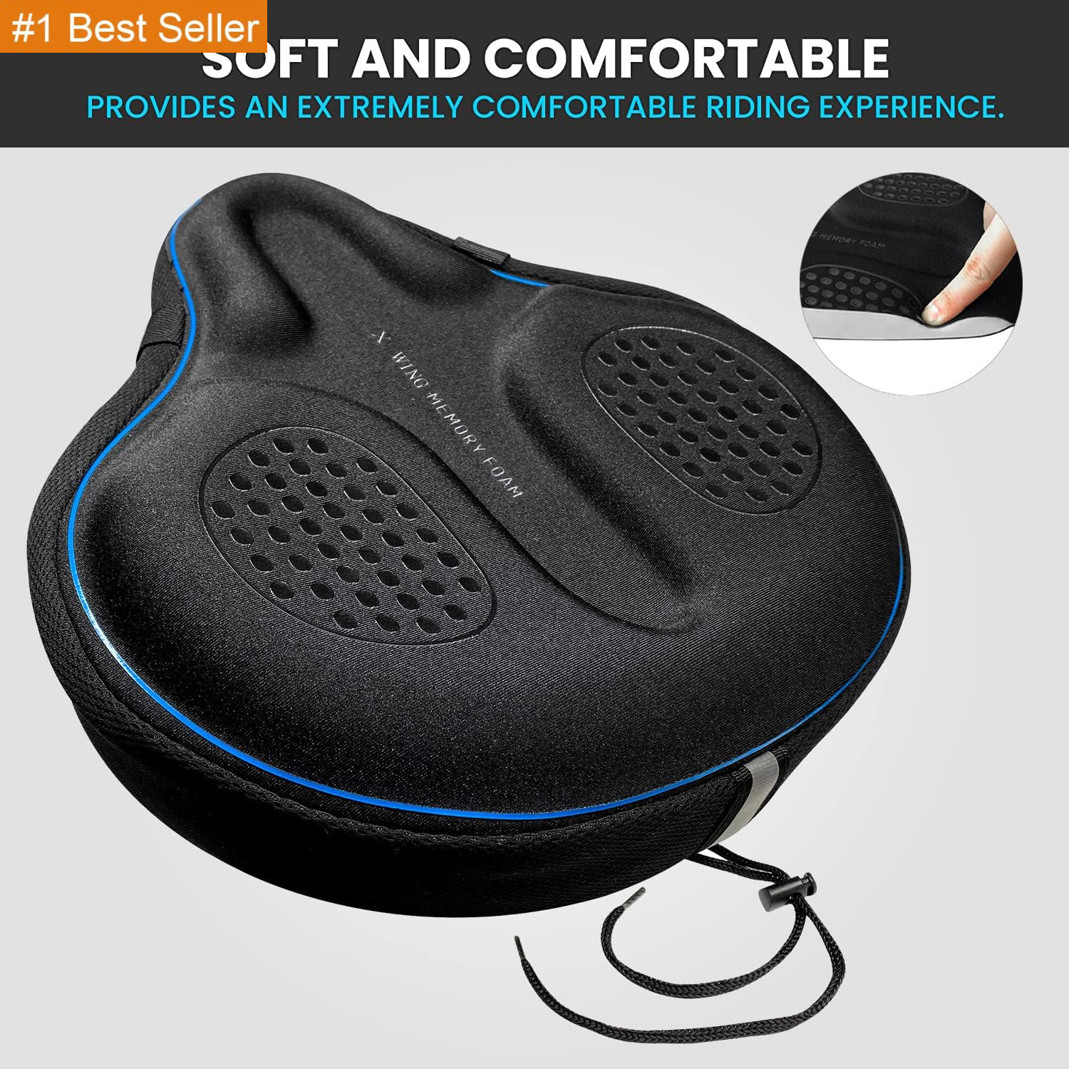 Bike Seat Cover Padded with Memory Foam, Bicycle Saddle Soft for Men Women, Comf