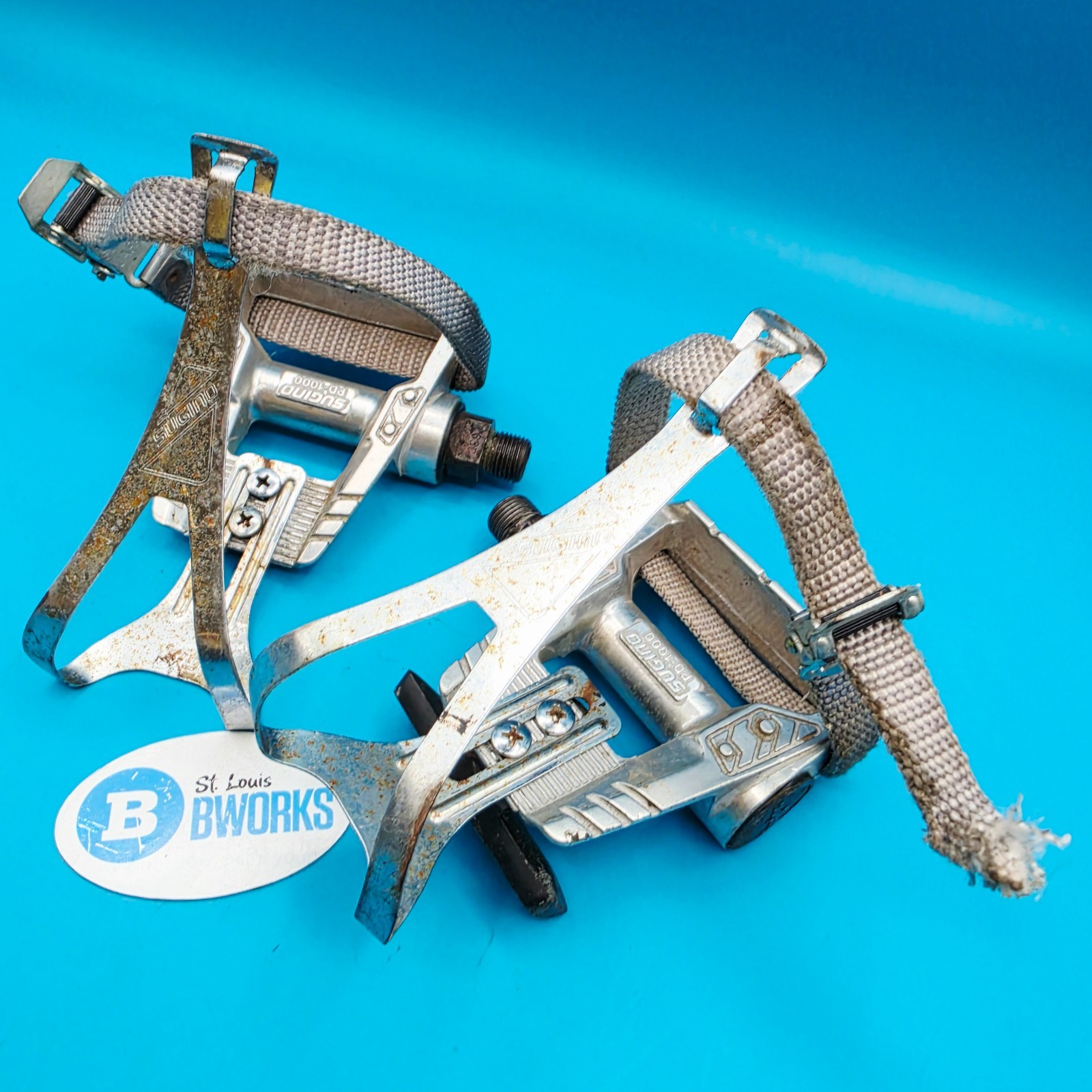 Sugino PD-1000 Toe Clip & Strap Pedal Set Fixie Road Bike Pedals JAPAN f29