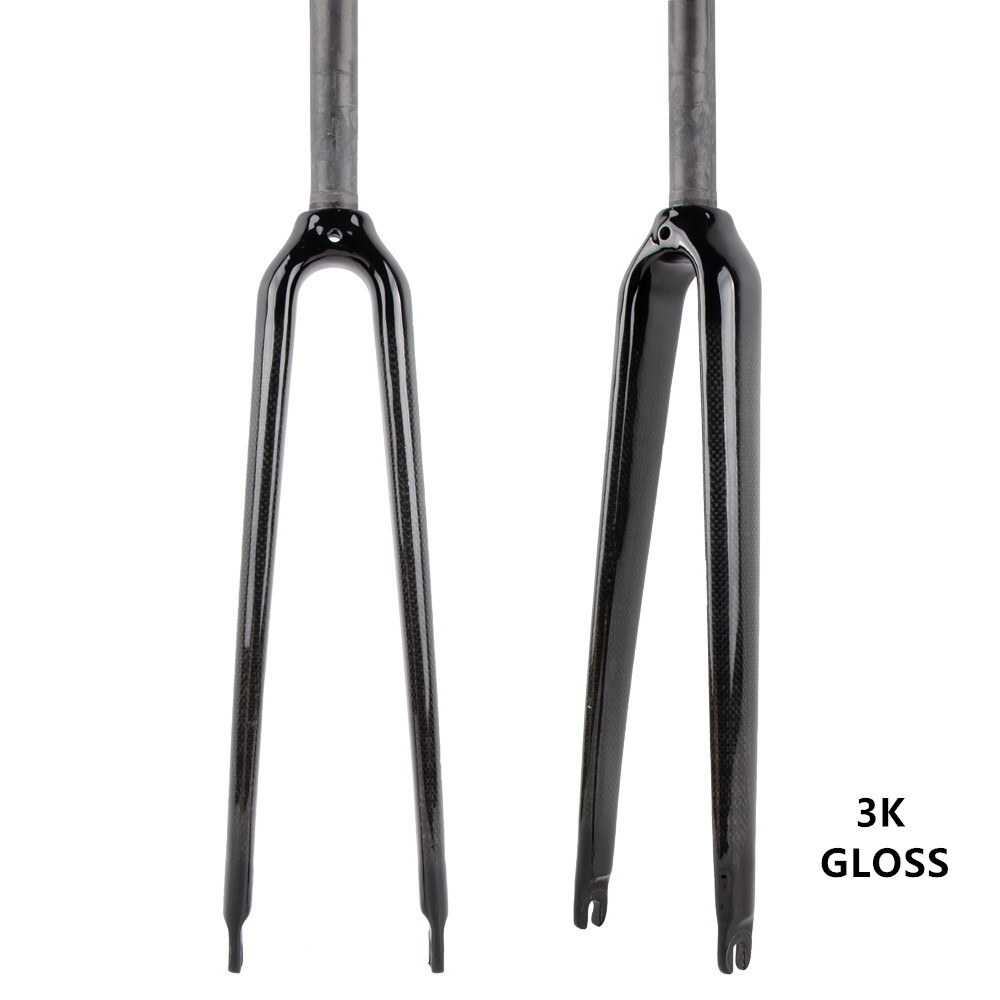 25.4mm Straight Tube Frok 3K Carbon Fiber Rigid Road Bike Fork 700C Rim Brack QR