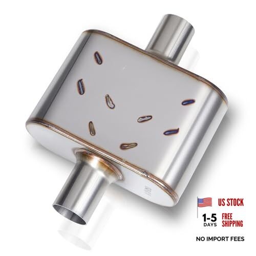 2.5″ Universal Exhaust Muffler, Premium Stainless Steel 2.5″ Center In/Out