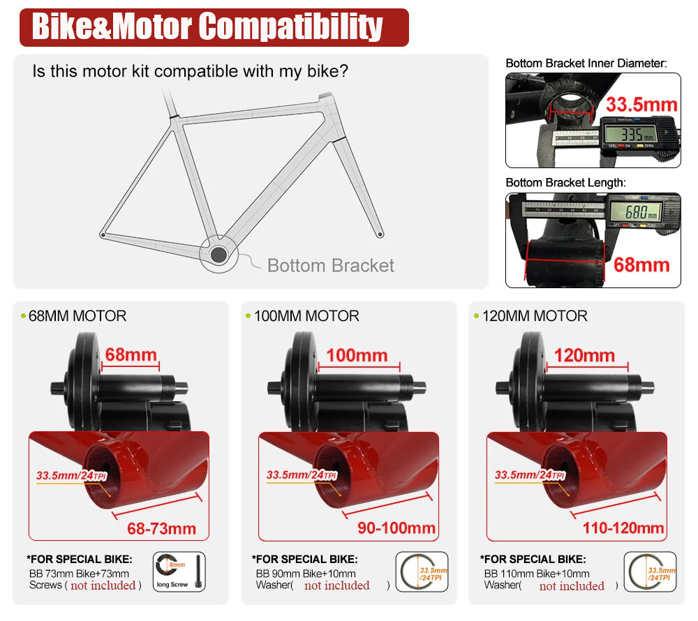 Bafang BBSHD 52V 1000W 120mm Mid Drive Motor DIY Ebike Conversion Kit