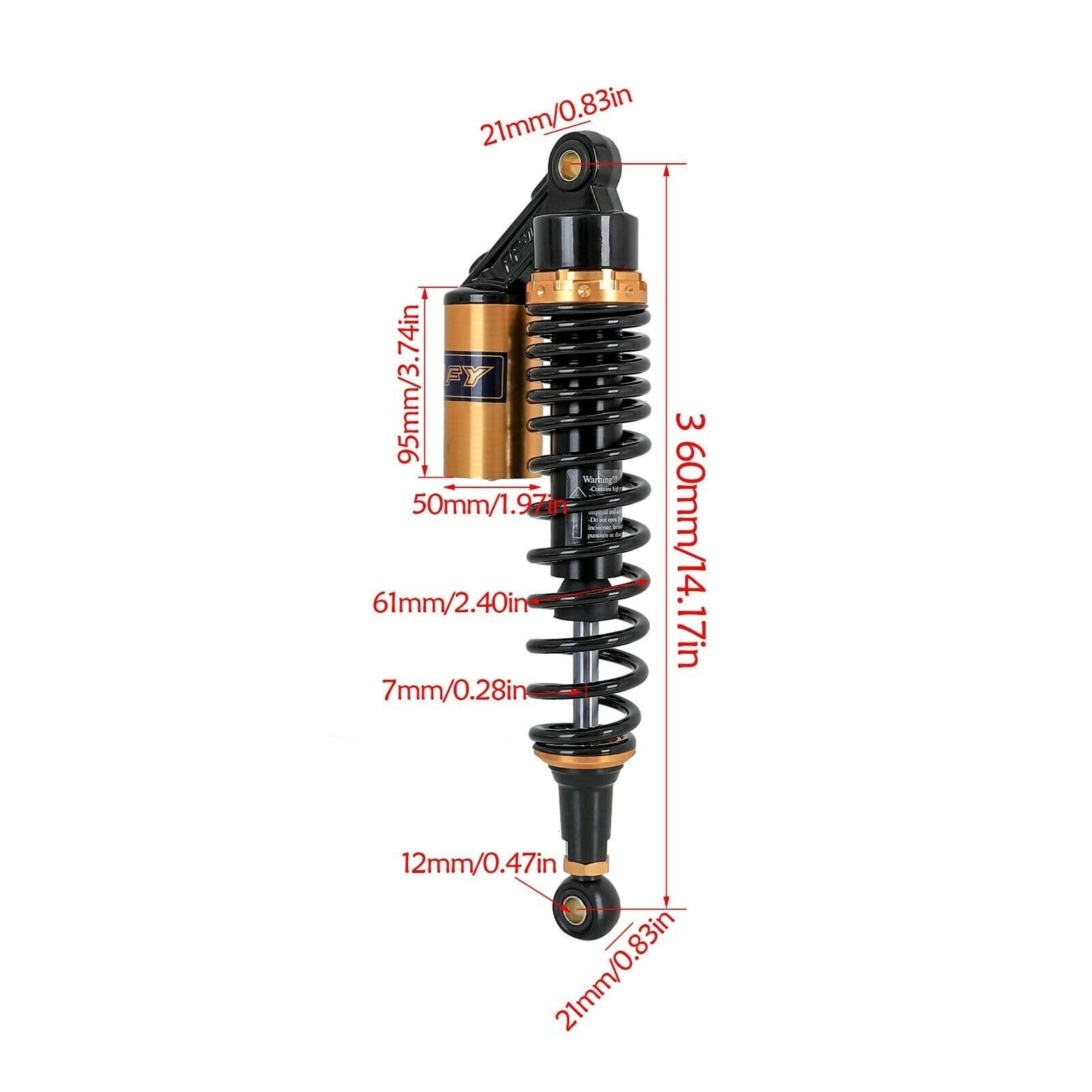 360mm 14.17 inch 7mm Spring Universal Motorcycle Air Shock Absorber Rear Susp…