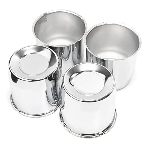 4 Pack 5.12in Push Through Steel Wheel Center Caps Chrome Silver for 5.12″