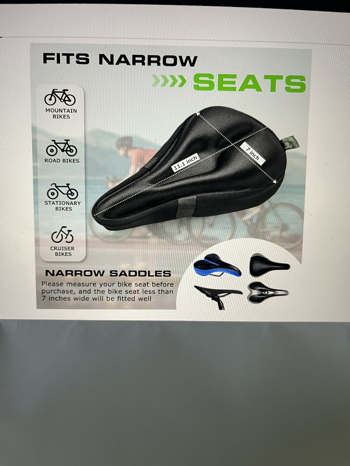 Bike Seat Cushion Padded Gel Seat Cover, Comfort Unisex for Indoor Outdoor Zacro