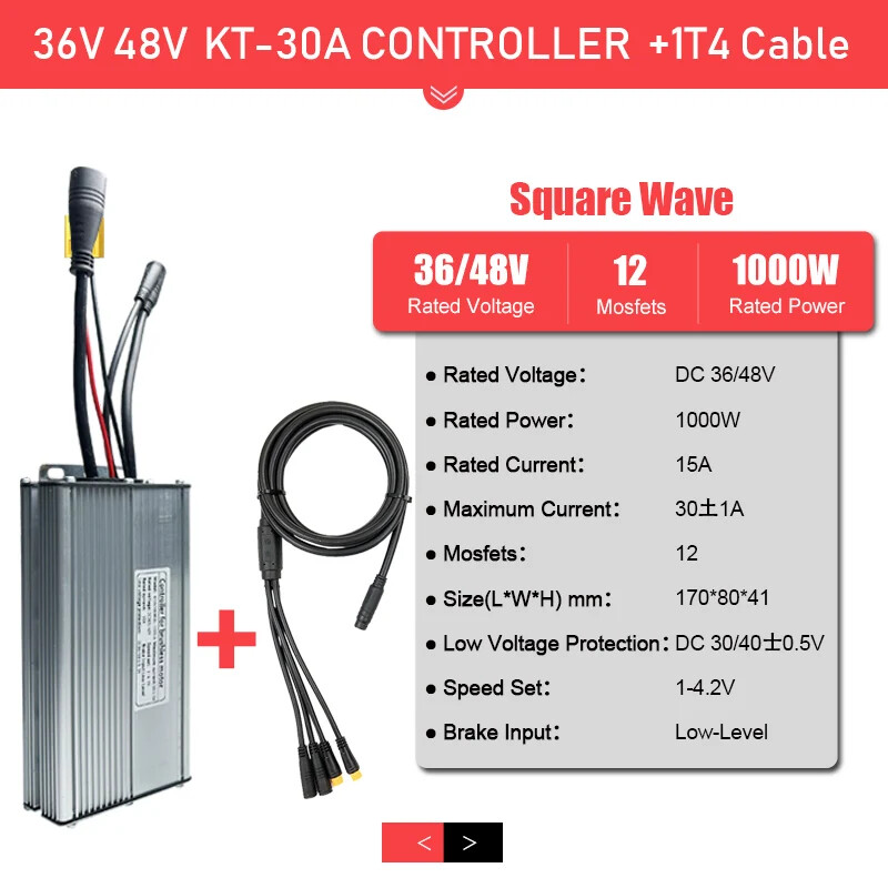 E-bike Controller 36V 48V 15-30A 250W-1000W Ebike Accessories with 1T5 Cable