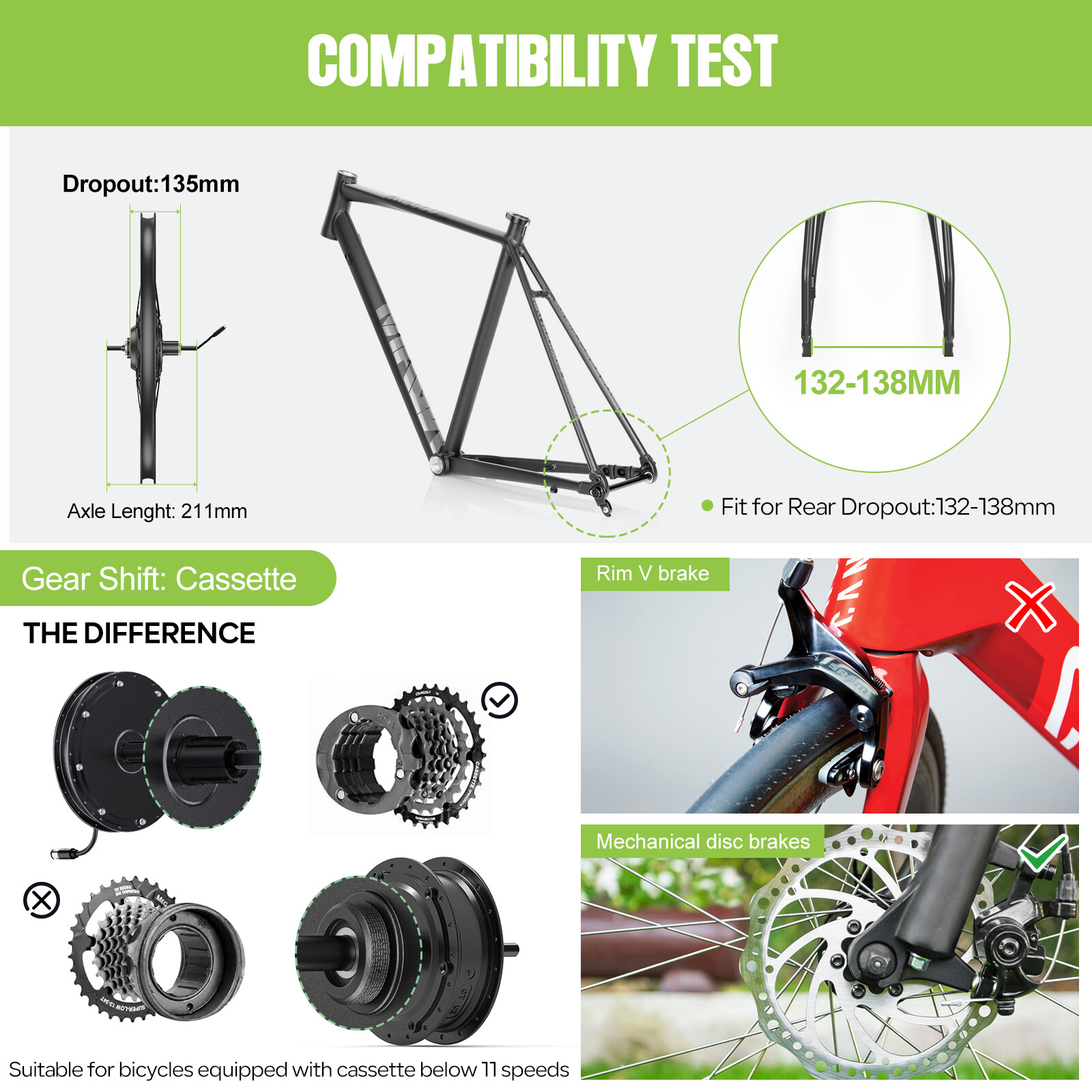 Electric Bike Conversion Kit 48V 1000W Wheel Hub Motor 28»/29»