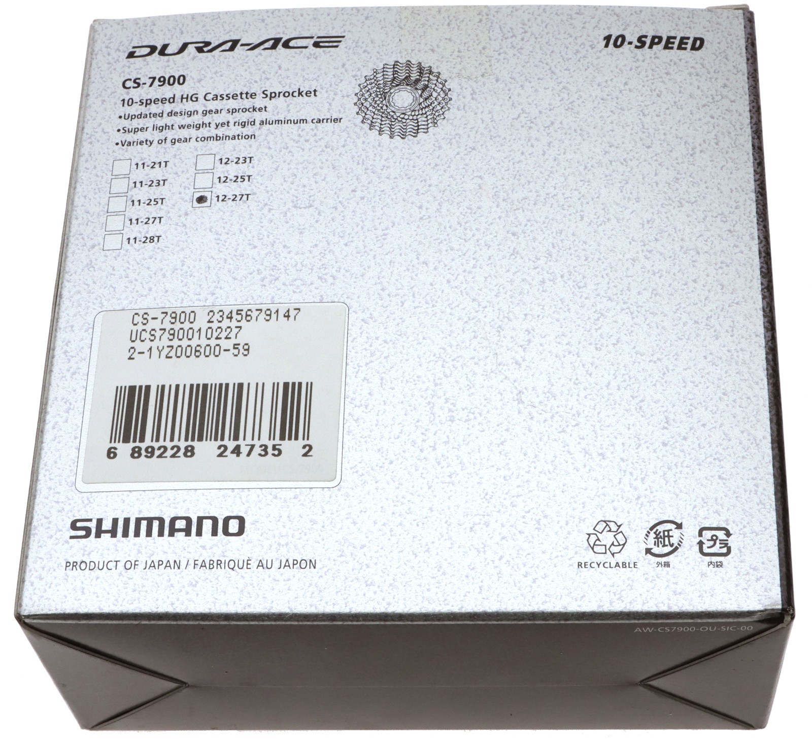 Shimano Dura-Ace CS-7900 Cassette 12-27T 10 Speed NOS New