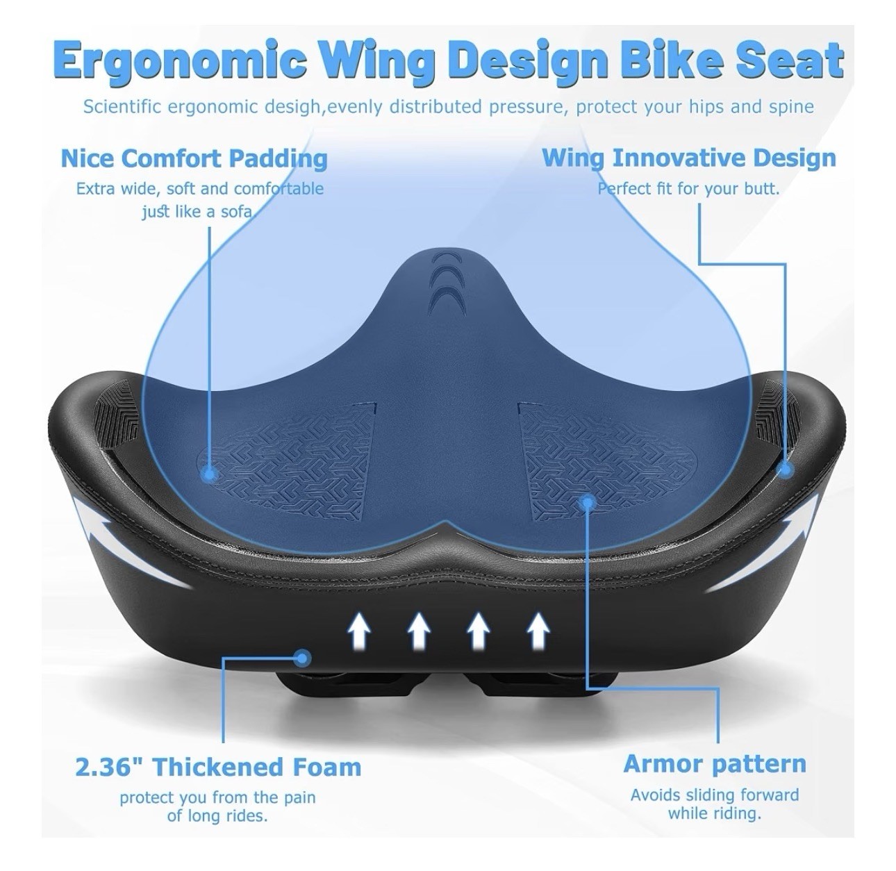 CDYWD Oversized Bike Seat for Men & Women Comfortable Wing Padded