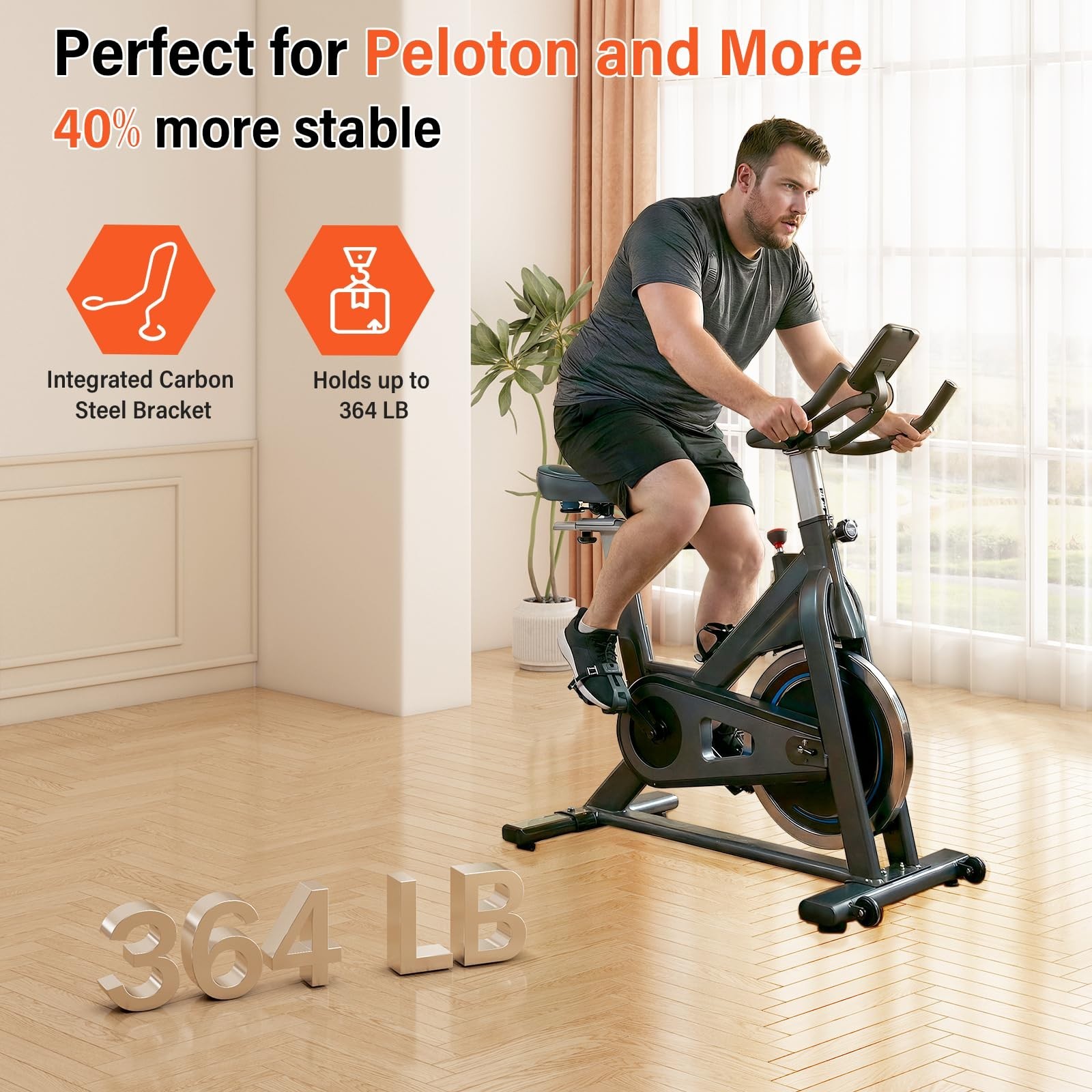 Comfortable Wide Bike Seat Cushion for Men & Women, 6cm Padding, Large Peloton &