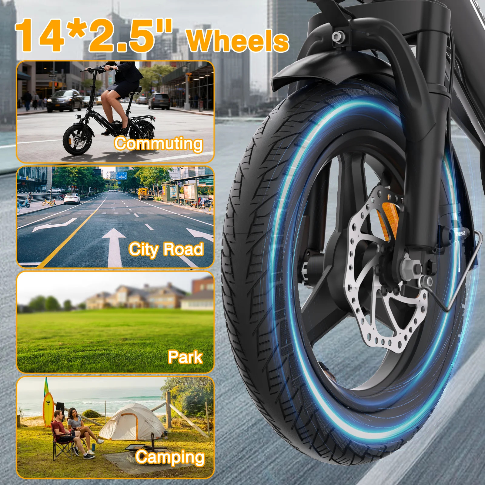 Folding Electric Bike 500W UL Certified 36V 13Ah 30 Mile Range Compact