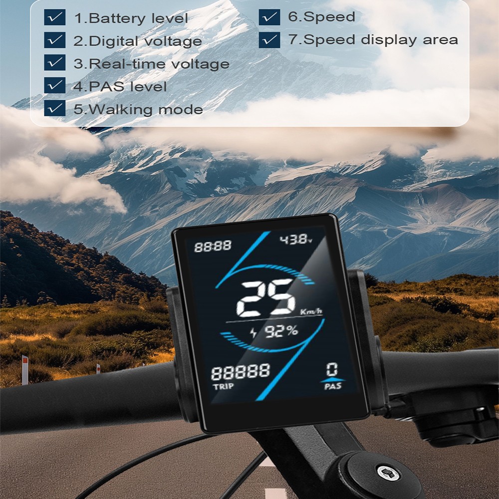 E-Bike Colour T5S LCD Display Power Speed Meter Control Panel 24V-72V SM/WP Plug