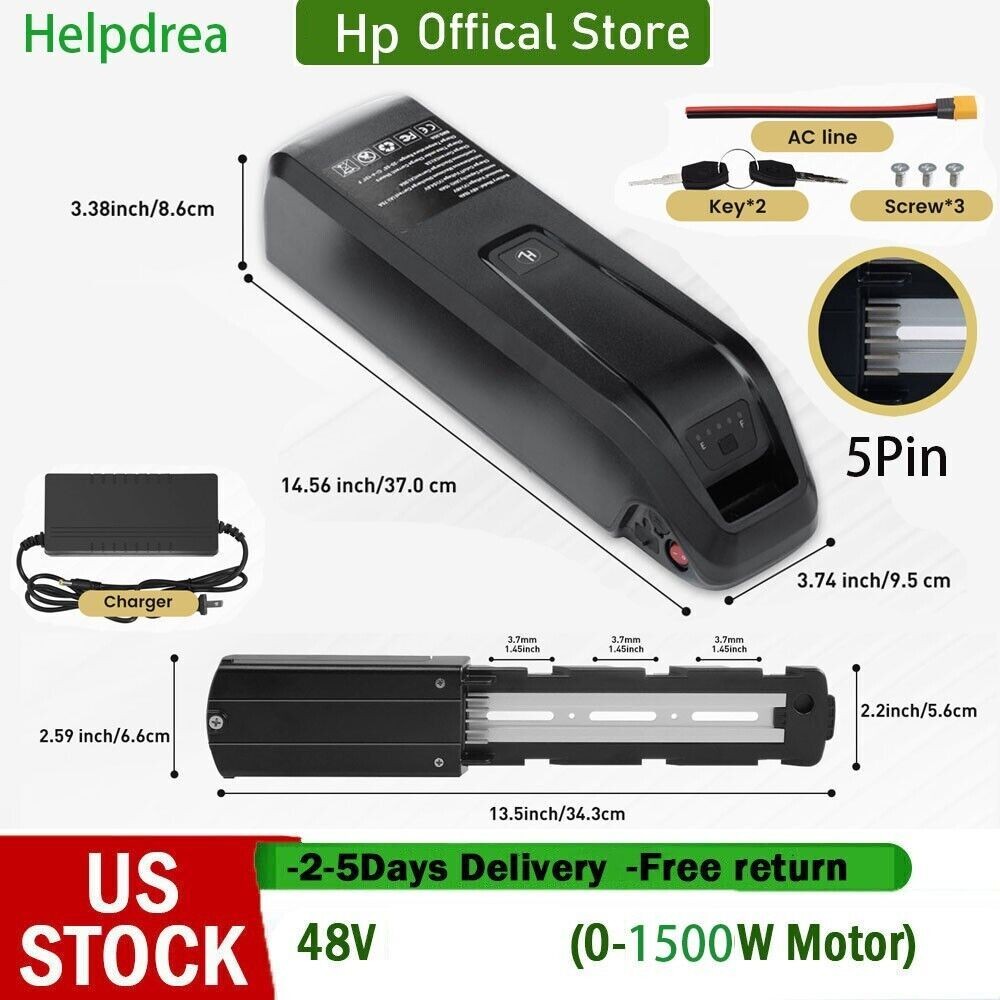48V Electric Bicycle Bike Motor Ebike Battery 30A BMS With 5 Pin Mounting Plate