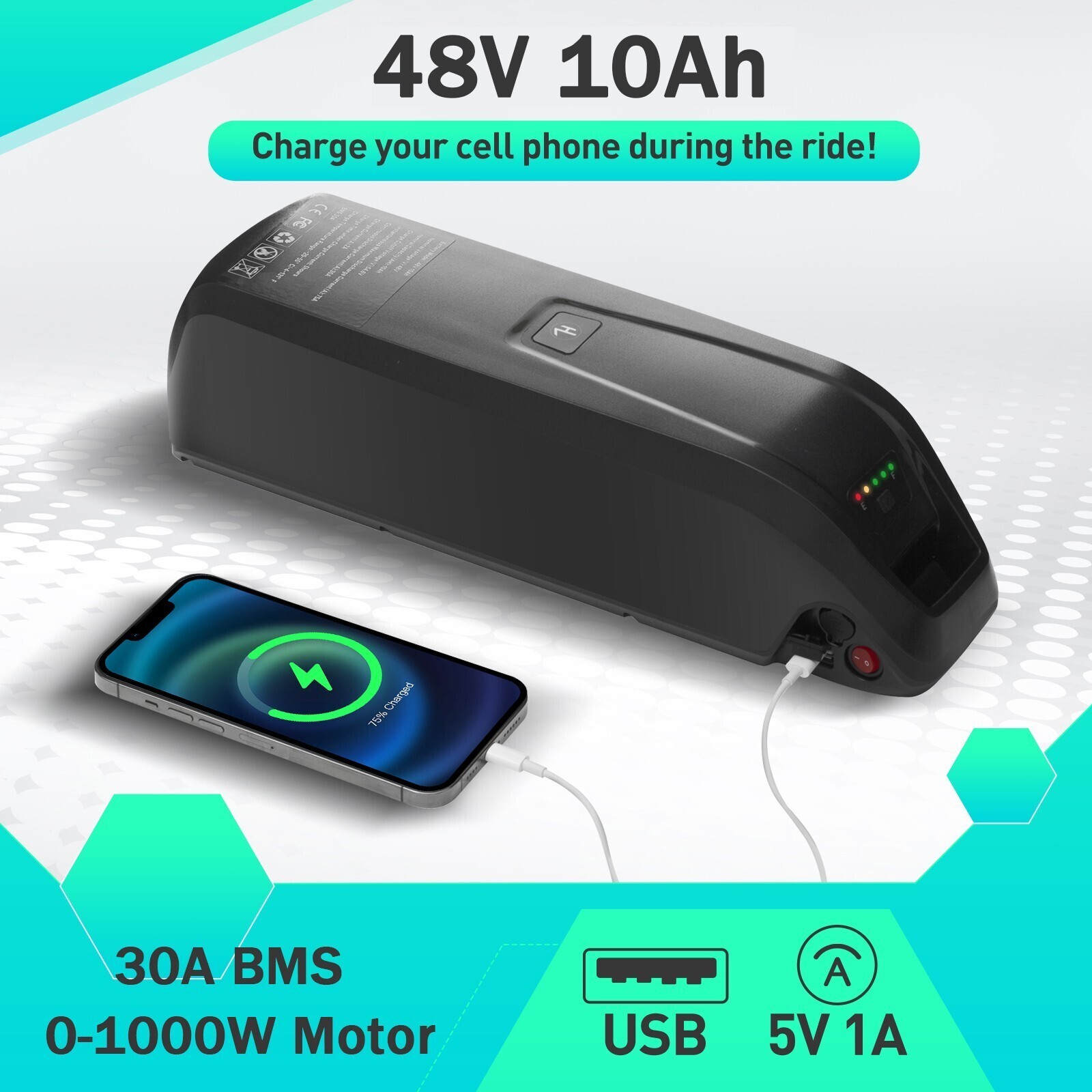 48V 10Ah Ebike Lithium Battery for 1000W Electric Bicycle Motor Hailong 30A BMS