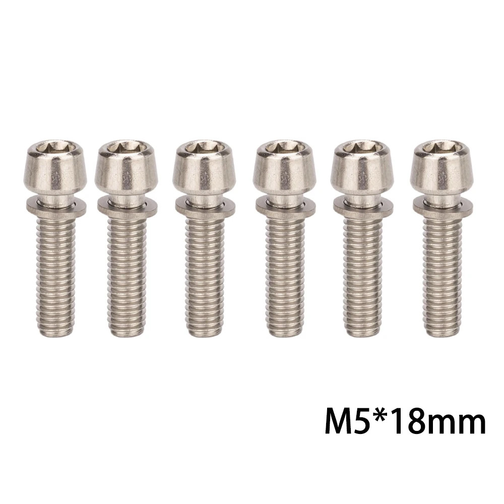 6Pcs Bike Stem Bolts M5/M6x18mm w/Washers MTB Road Handlebar Screws