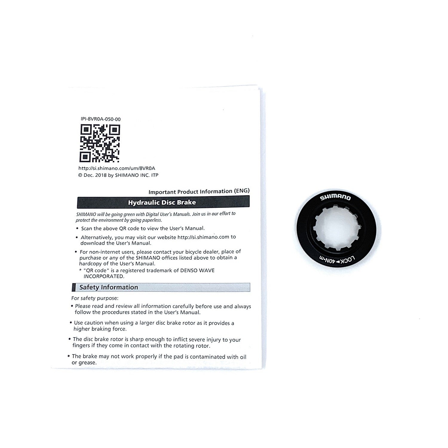 Shimano Deore XT RT-MT800 180mm Center Lock Disc Brake Rotor Internal Lockring