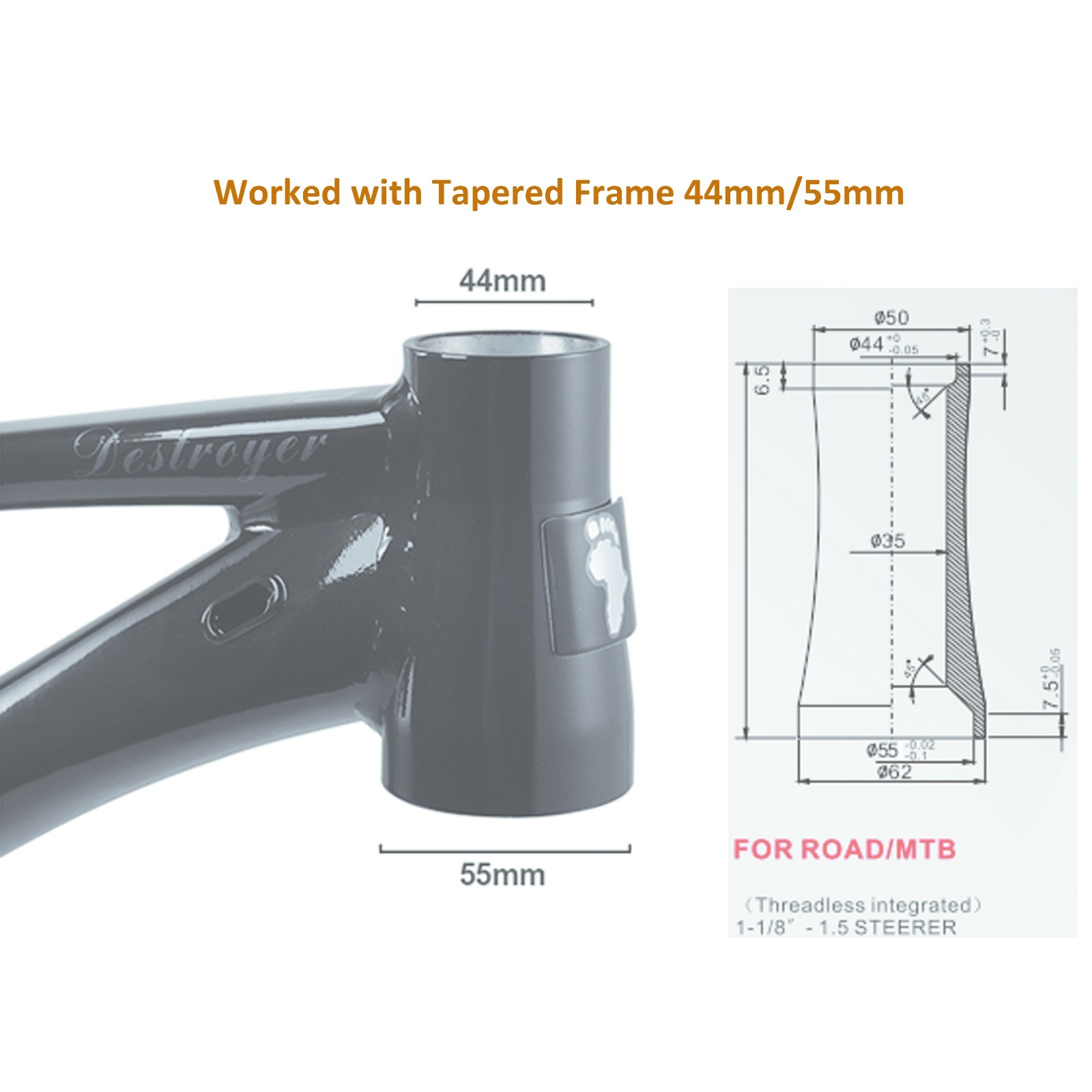 26″ Air Suspension Bicycle Fork 4.0″ Fat Tire Bike w/ Headset for 44-55mm Frame