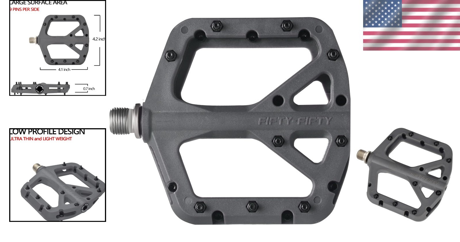 Durable Nylon Composite MTB Pedals – Wide Platform, Optimal Grip, Lightweight