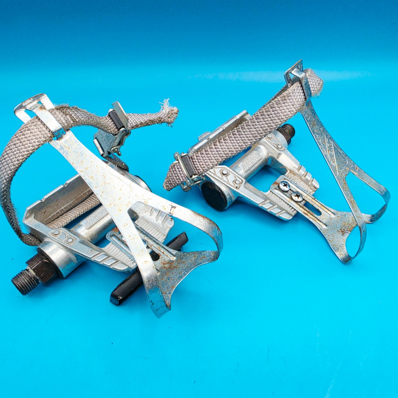 Sugino PD-1000 Toe Clip & Strap Pedal Set Fixie Road Bike Pedals JAPAN f29