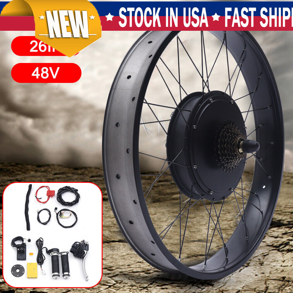 26″ Rear Hub Motor LCD E-Bike Electric Bicycle Conversion Kit Fat Tire 48V 1500W