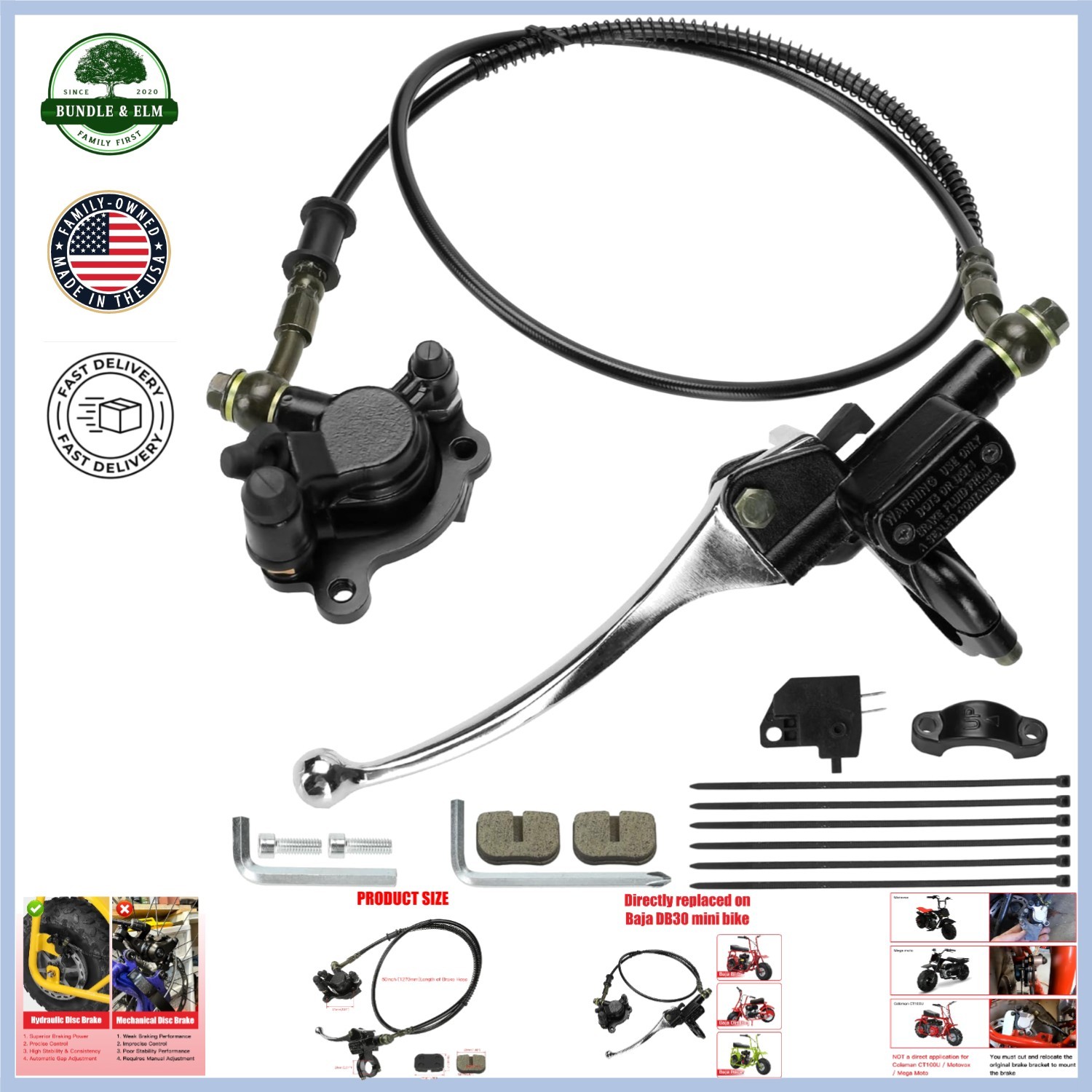 Hydraulic Brake Assembly for Mini Bikes, Superior Stopping Power and Durability