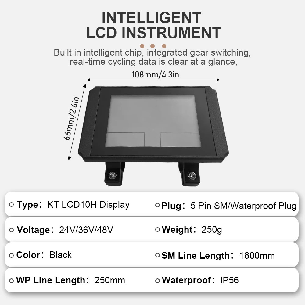 E-bike Display 24V/36V/48V LCD10H Ebike LCD SM/Waterproof Plug Display