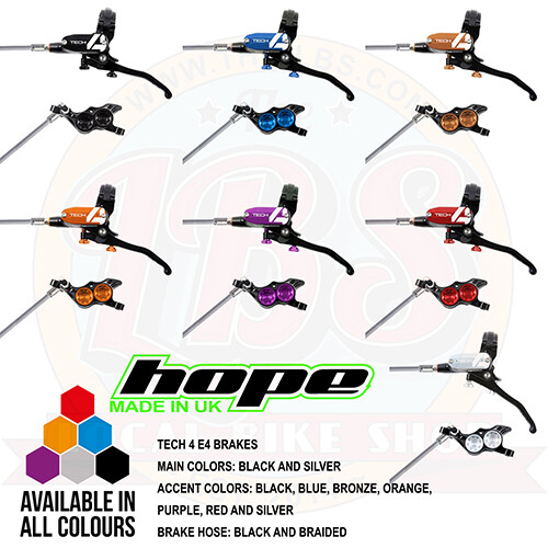 Hope Tech 4 E4 Enduro MTB Brakes – Black / Braided Hose – All Colors – Brand New