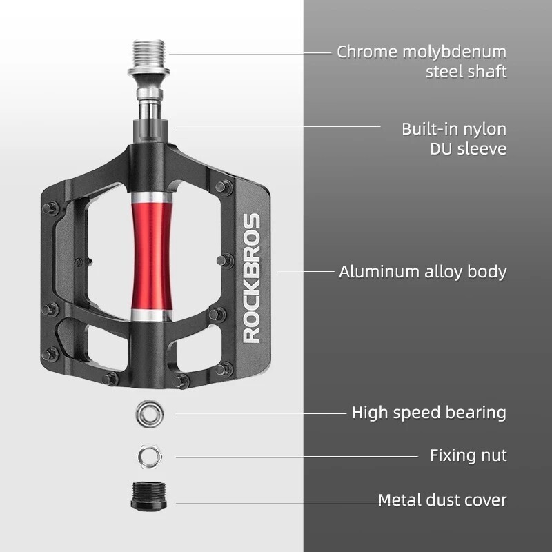 ROCKBROS MTB Bike Flat Pedals Aluminum Alloy 9/16″Sealed Bearing Platform Pedals