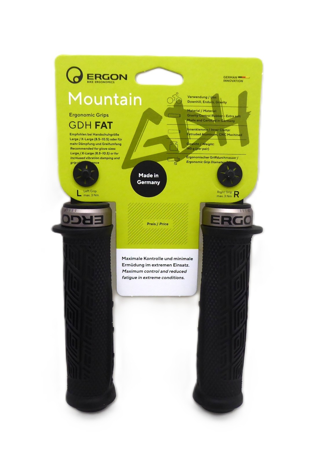 Ergon GDH Fat Downhill MTB Grips – Ergonomic Rubber Design, Black