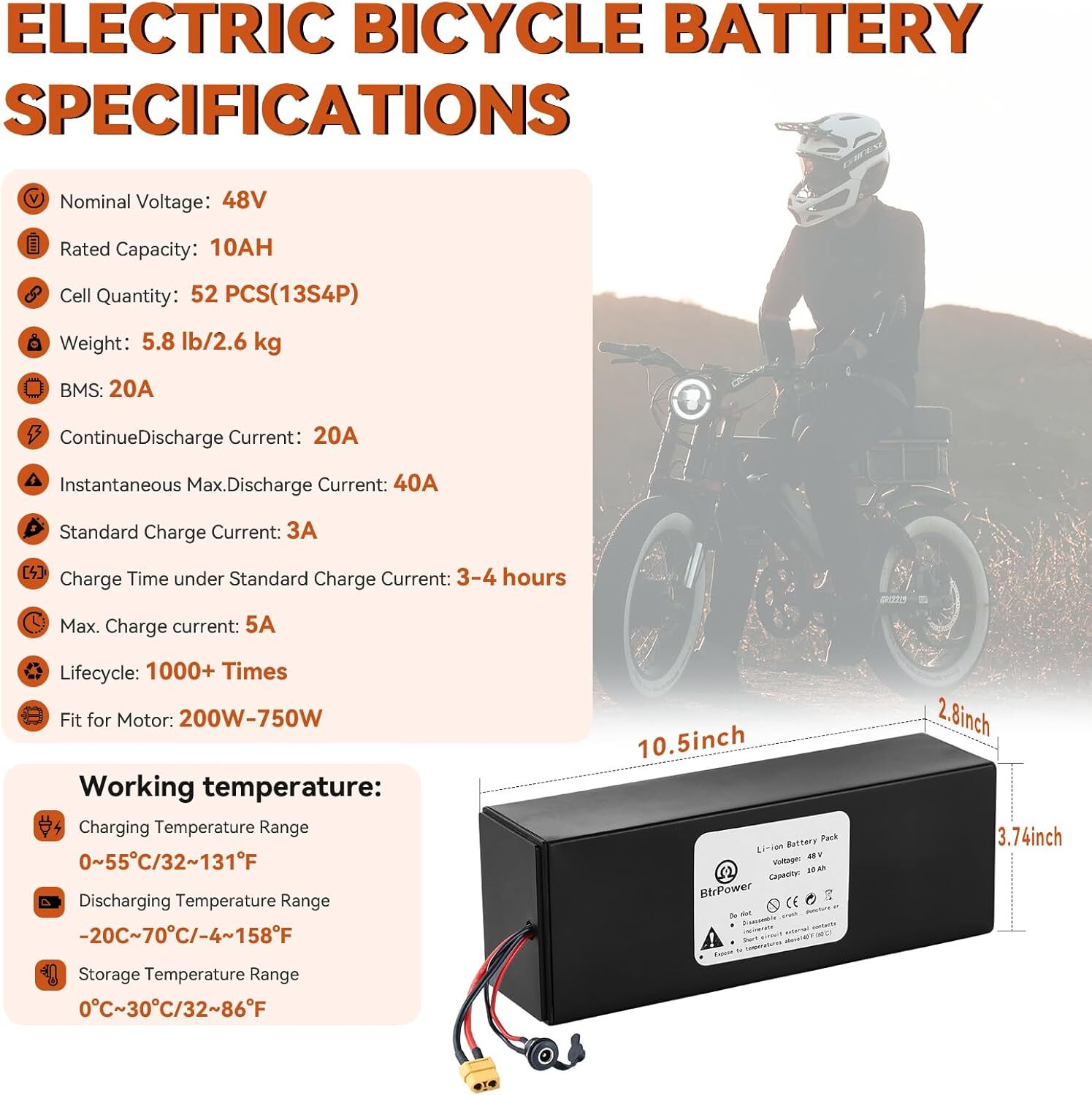 36V Bike Battery Lithium Li-ion 10Ah Battery for Electric Bike Motor 3A Charger