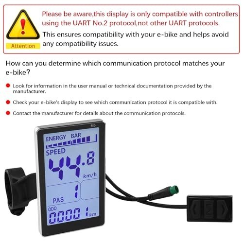 Electric Bike LCD Display 5 Pin 24V 36V 48V 60V Handlebar Mount Cycling Computer