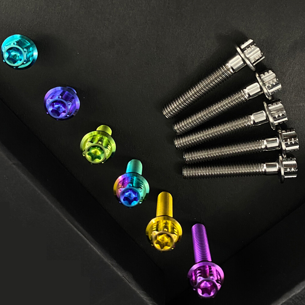 Grade 5 Titanium Screws M6 x 10/12/15/20/25/30-70mm (1.0mm) Flange Star Ti Bolts