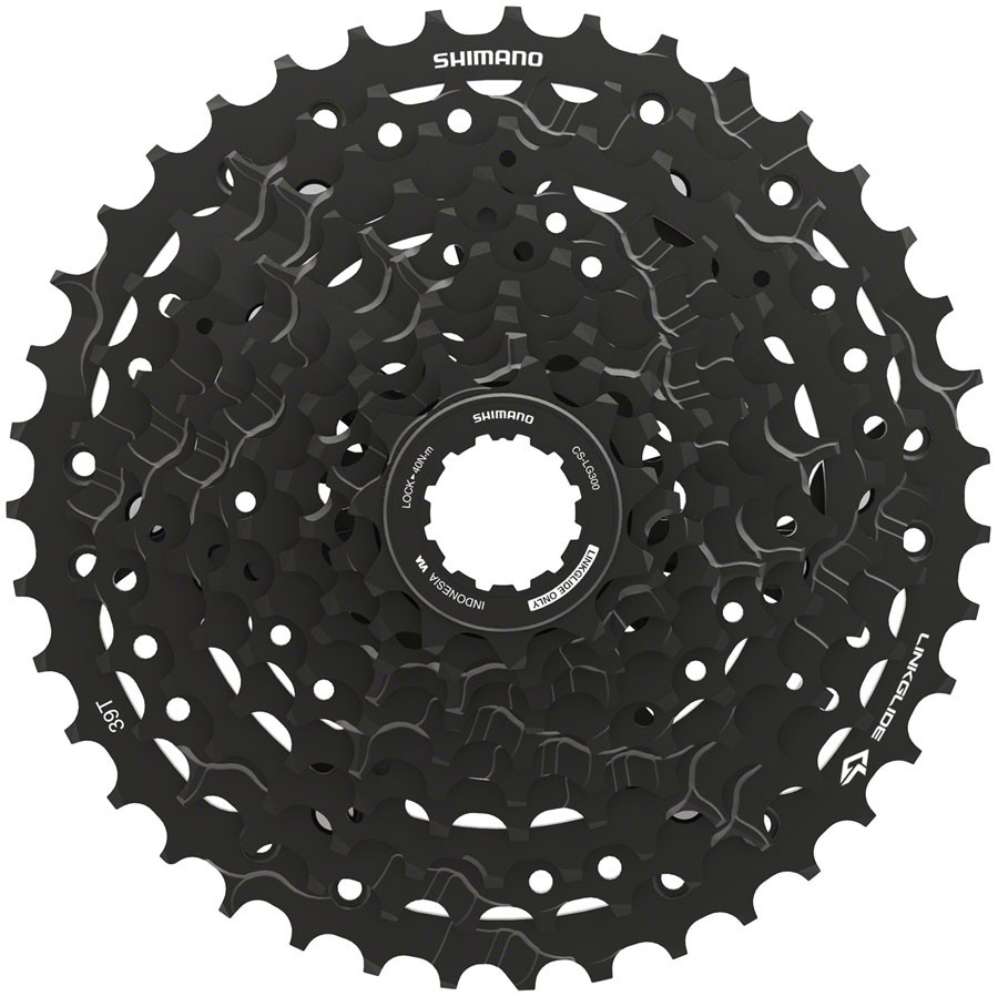 Shimano CUES CS-LG300-10 Cassette – 10-Speed, 11-39t, LINKGLIDE, Black