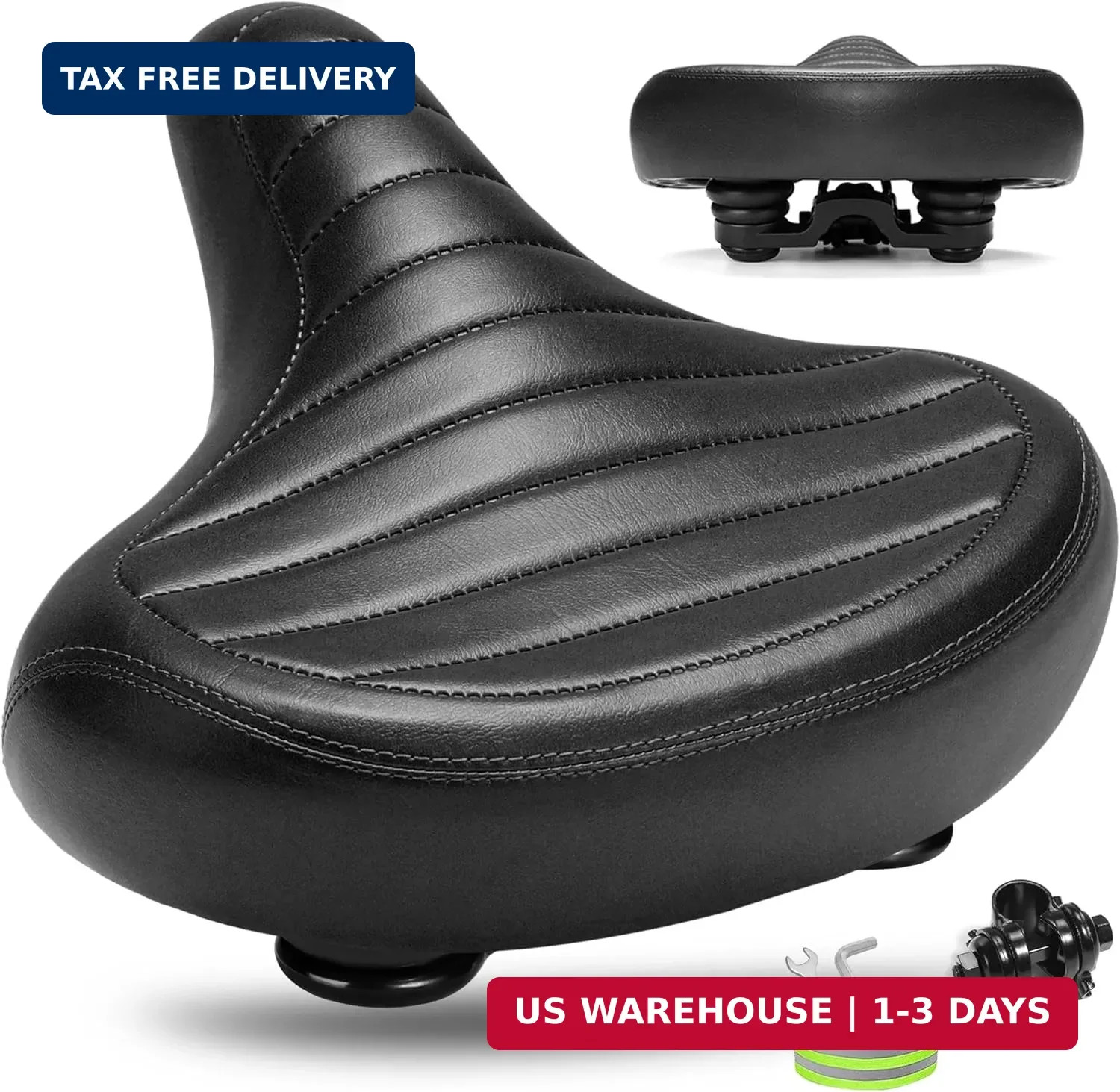 Wide Bike Seat for Men Women Comfort, Large Soft Padded Bicycle Seat Cushi