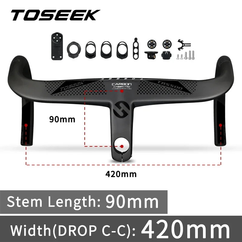 Bicycle Drop Bar Carbon Integrated Handlebar 28.6mm with Bike Computer Holder