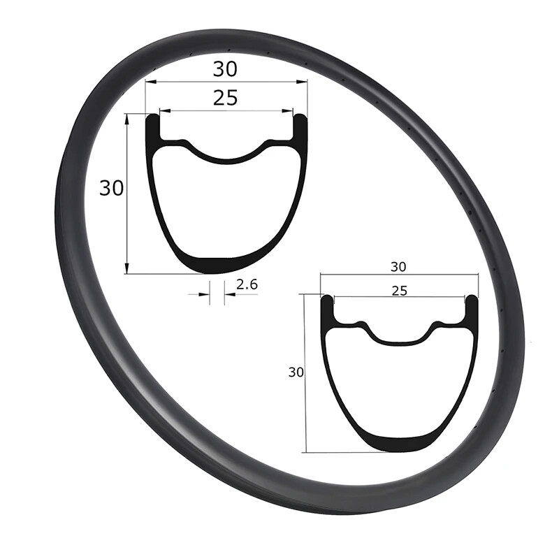 Light Weight Mtb Bike Carbon Rim 29inch Width 30mm Asymmetric UD Matte Glossy
