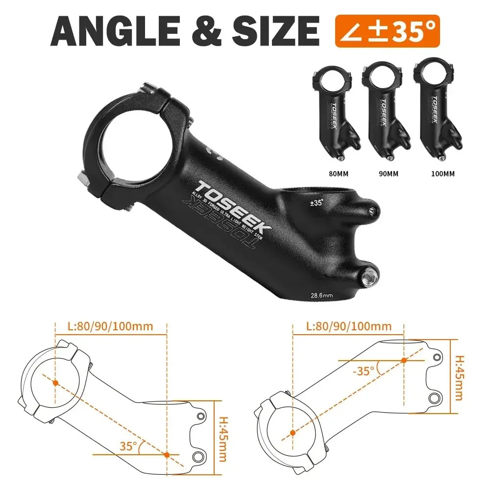 Ultralight Road Mountain Bike Handlebar Stem 7/35 Degree 60/70/80/90/100mm Stem