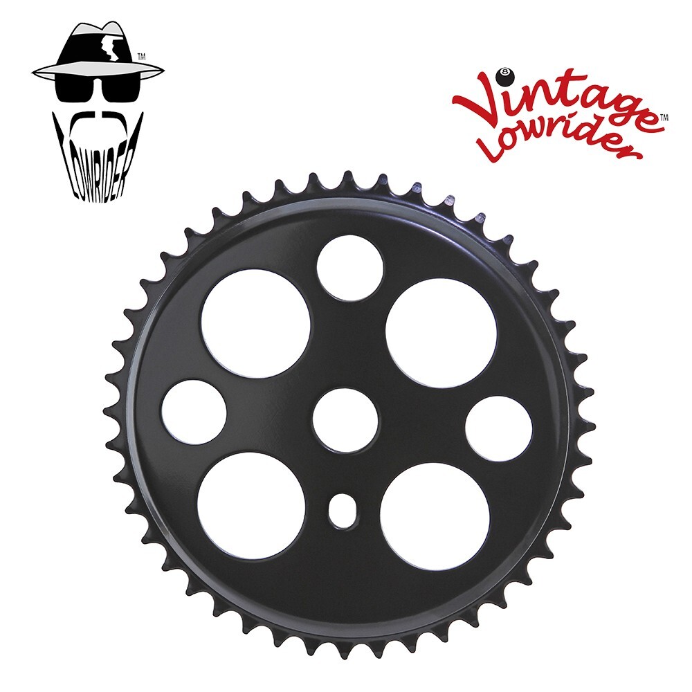 LOWRIDER 44T LUCKY 7 STEEL CHAINRING 1/2 X1/8 CHROME, GOLD, WHITE OR BLACK.