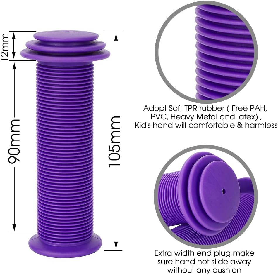 Kids Bike Grips – 105mm Bicycle Handlebar Grips With Mushroom Pattern for Bikes,