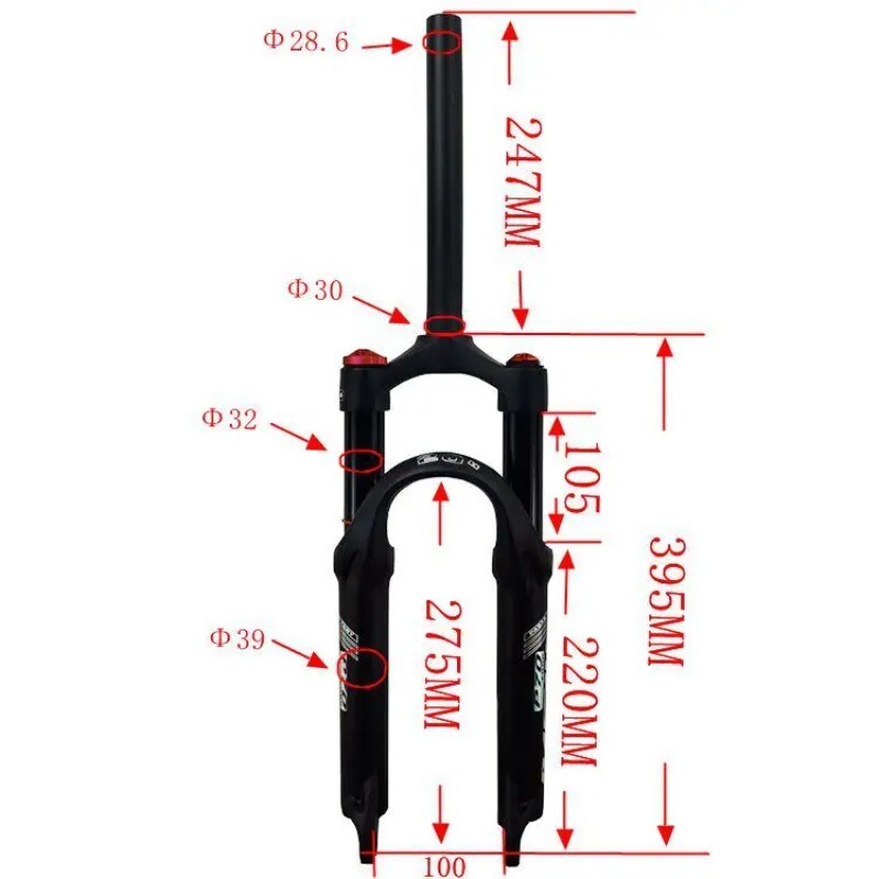 20 24 Inch Mountain Bike Front Fork Air Fork Disc Brake 100mm QR Bicycle Froks