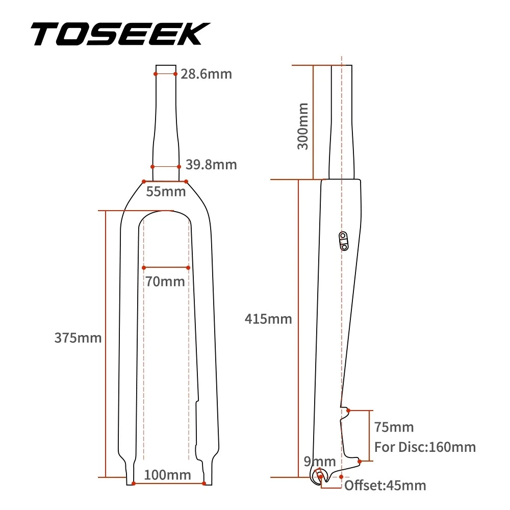 Carbon Fiber MTB Bike Rigid Fork Tapered Front Forks Bicycle Parts 26/27.5/29er