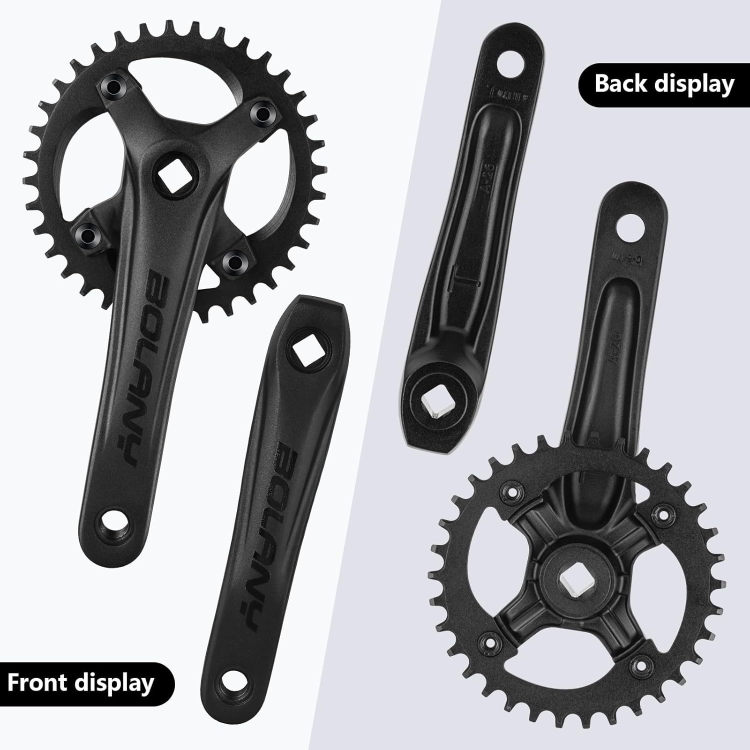 Lightweight 170mm MTB Crankset – Square Taper, 104 BCD – Customizable Chainrings