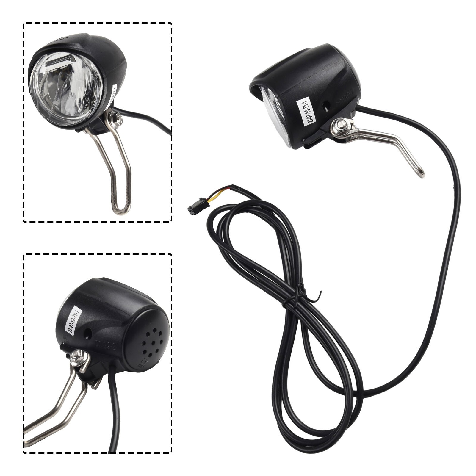 Led Light Headlight 6-80V Front Light Black Accessory For Electric Bicycle