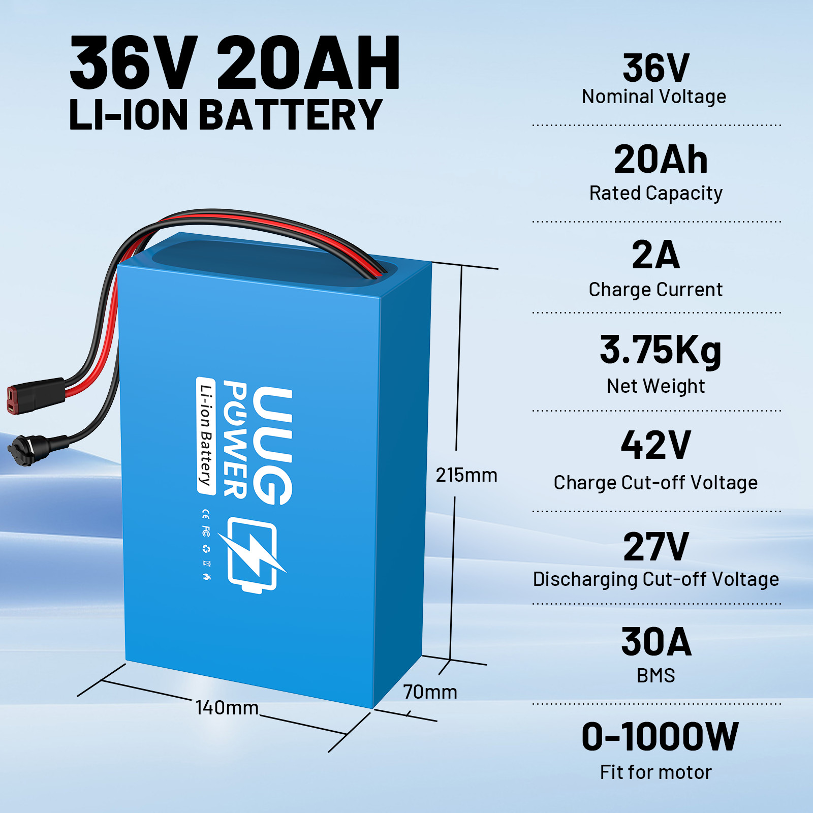 36V 20Ah Lithium ebike Battery for 200W-1000W ebike Bicycle Electric 20A