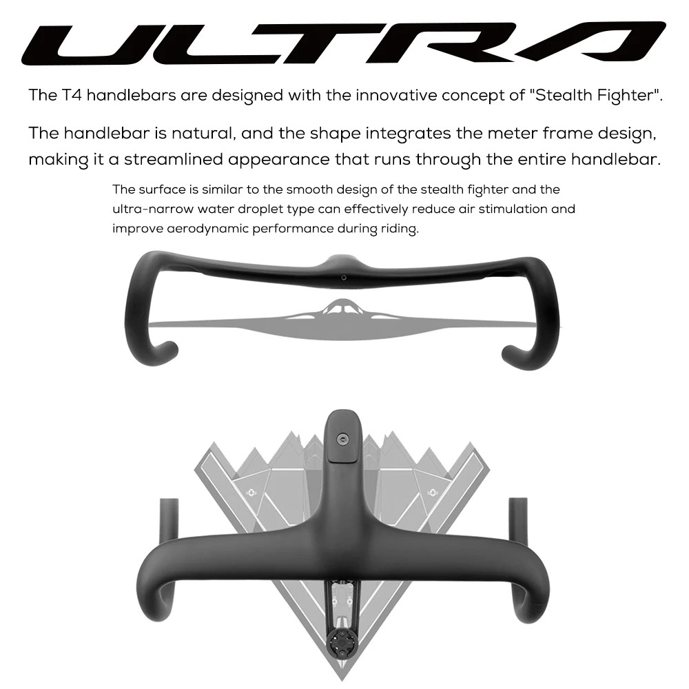 Carbon Internal Cable Integrated Road Bicycle Drop Bar 360-380mm with Spacers