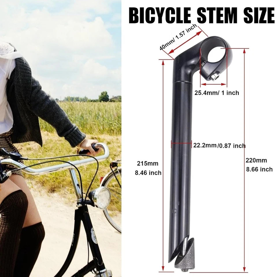 Bike Stem 25.4mm*22.2mm Aluminum Alloy and Steel Gooseneck Shape 220mm Length…