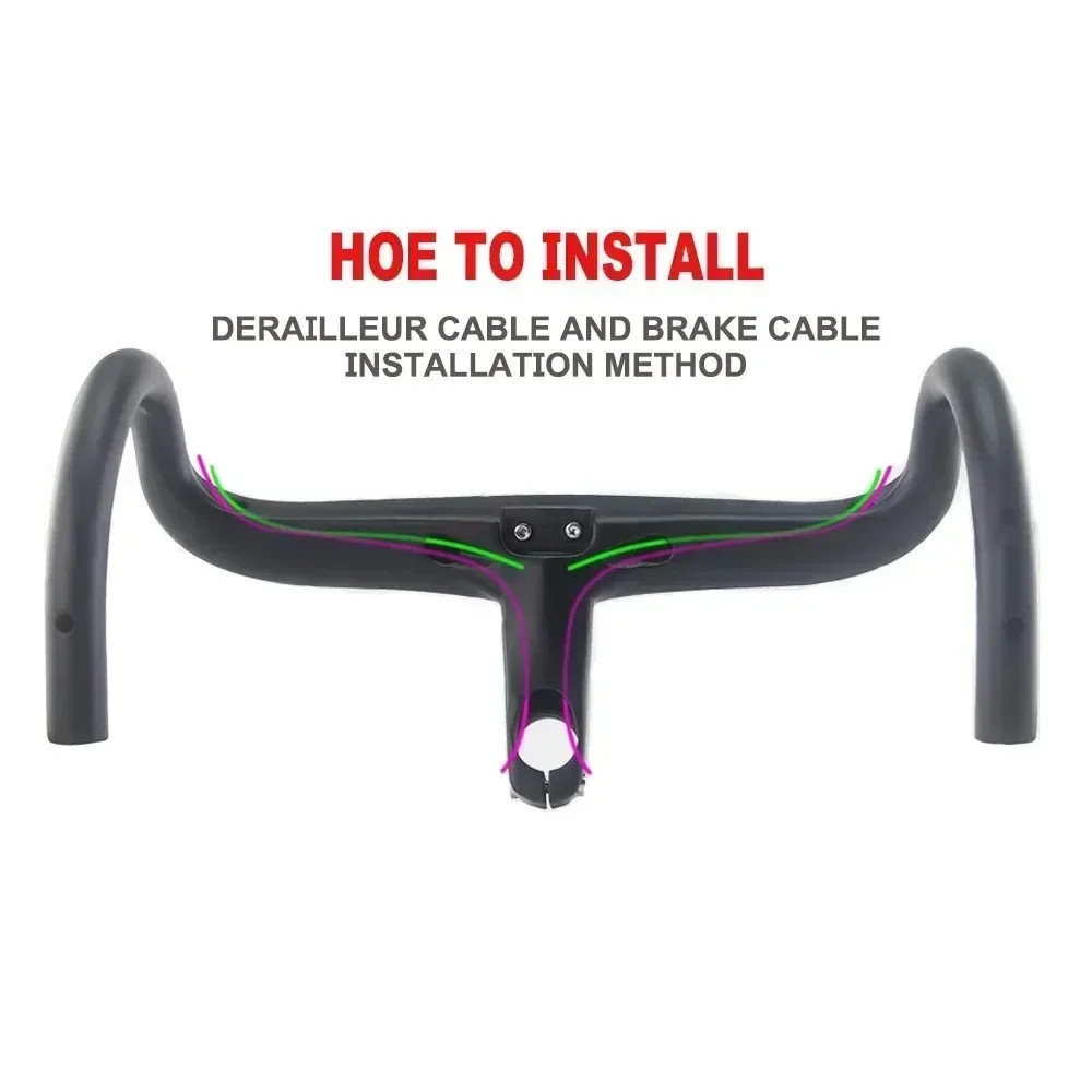 Carbon Road Bicycle Integrated Drop Bar Internal Wiring with Comput Holder